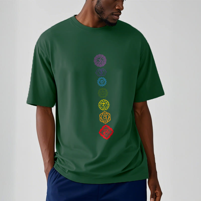T-shirt décontracté à motif de Buddha Stones et cercles colorés Om Mani Padme Hum - image 12