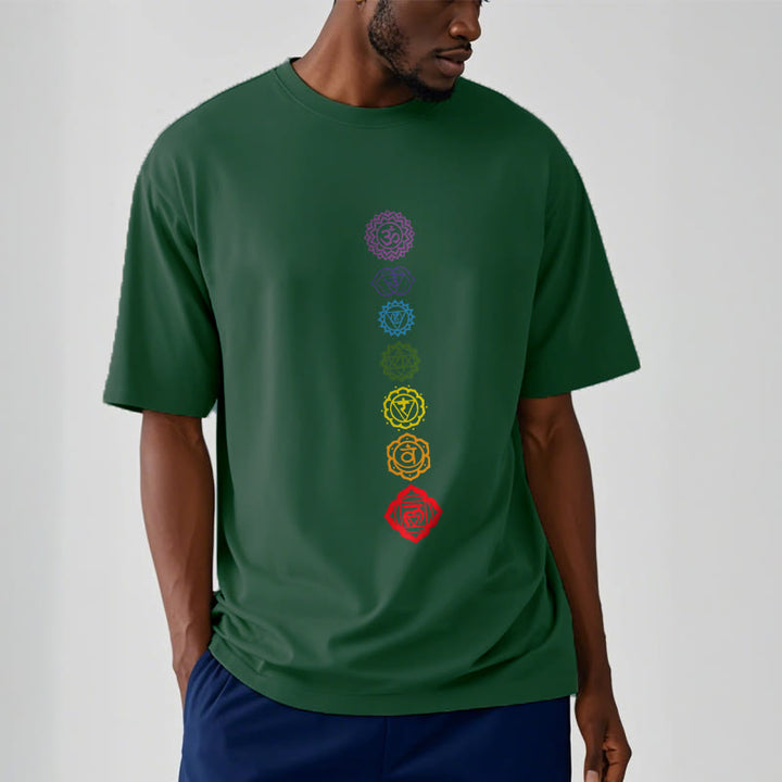 T-shirt décontracté à motif de Buddha Stones et cercles colorés Om Mani Padme Hum - image 12