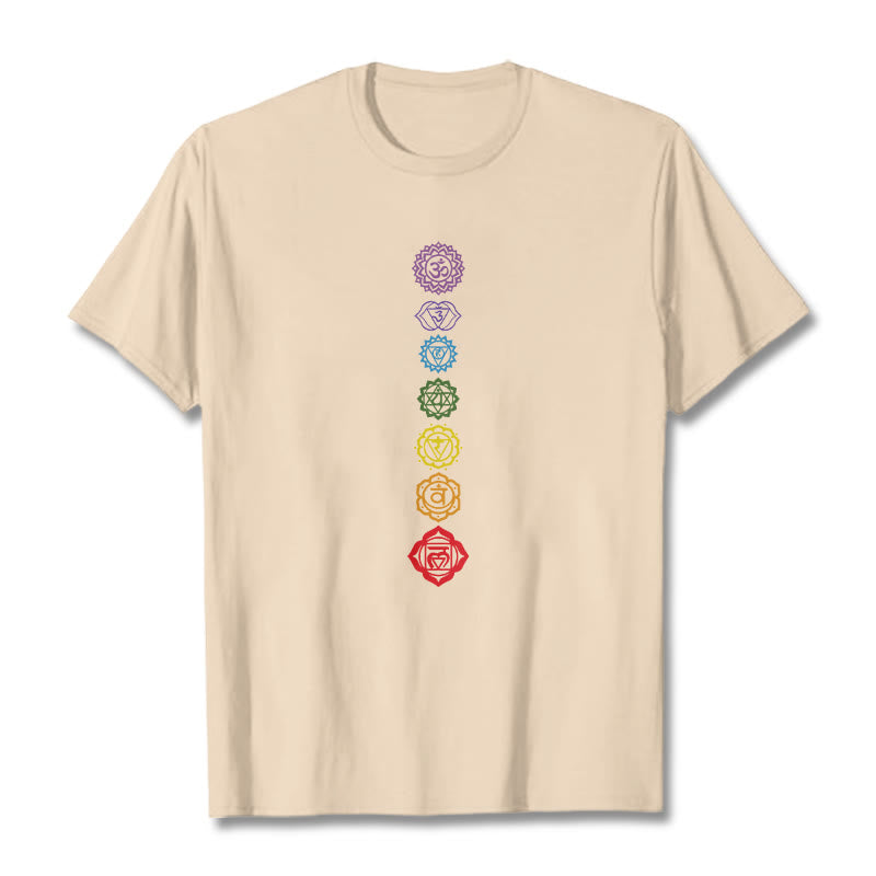 T-shirt décontracté à motif de Buddha Stones et cercles colorés Om Mani Padme Hum - Bisque - 2XL - image 9