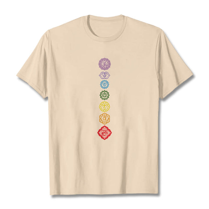 T-shirt décontracté à motif de Buddha Stones et cercles colorés Om Mani Padme Hum - Bisque - 2XL - image 9