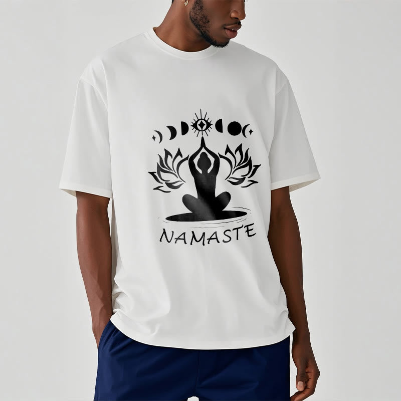 T-shirt décontracté à motif Buddha Stones, motif lotus, lune et œil méditatif - image 8