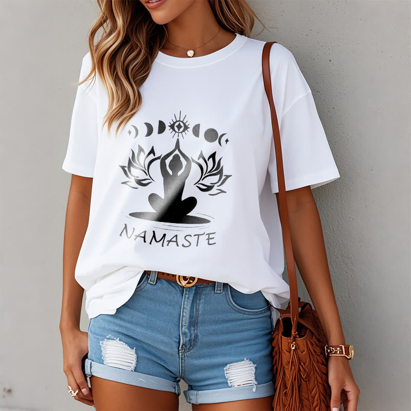 T-shirt décontracté à motif Buddha Stones, motif lotus, lune et œil méditatif - image 9