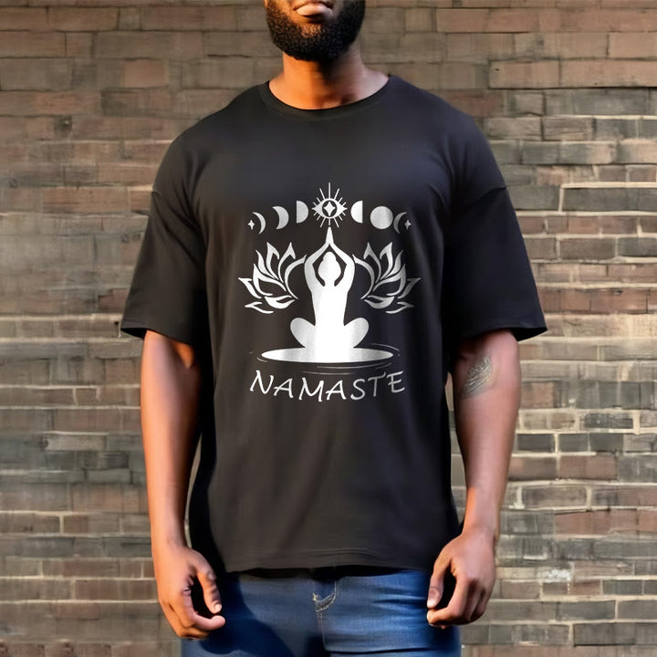 T-shirt décontracté à motif Buddha Stones, motif lotus, lune et œil méditatif - image 5