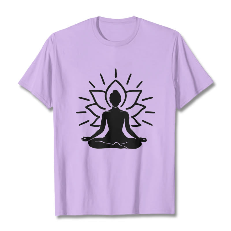 T-shirt décontracté à motif de lotus et de Buddha Stones - Prune - 2XL - image 17