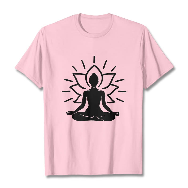 T-shirt décontracté à motif de lotus et de Buddha Stones - Rose clair - 2XL - image 13