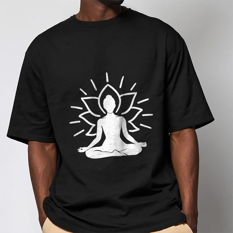 T-shirt décontracté à motif de lotus et de Buddha Stones - image 5