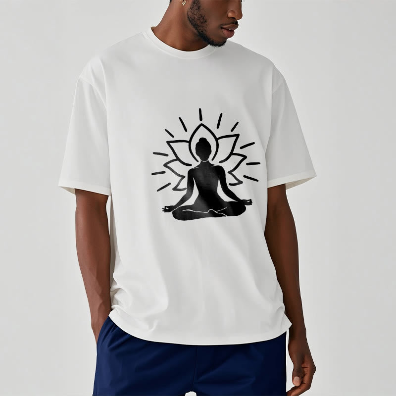 T-shirt décontracté à motif de lotus et de Buddha Stones - image 9