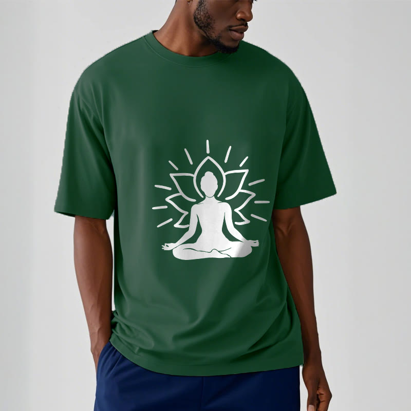 T-shirt décontracté à motif de lotus et de Buddha Stones - image 2
