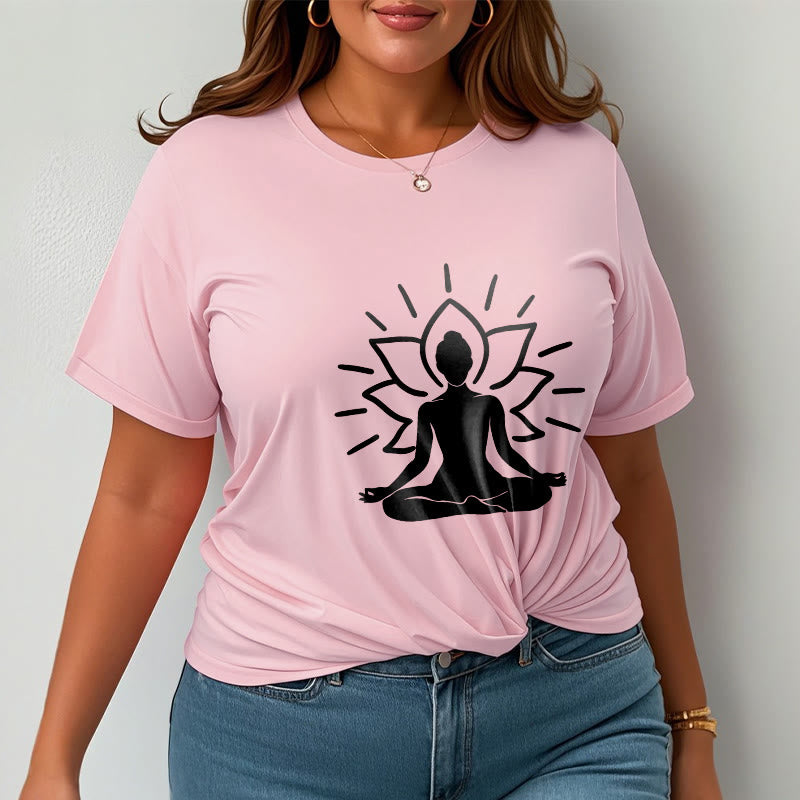 T-shirt décontracté à motif de lotus et de Buddha Stones - image 14