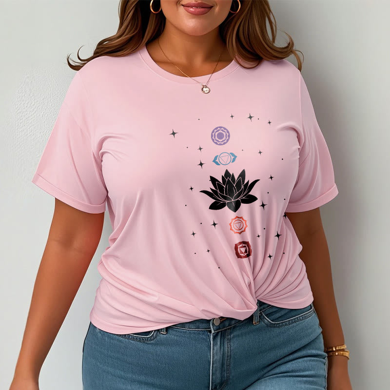 T-shirt décontracté à motif de Buddha Stones et de fleurs de lotus - image 14