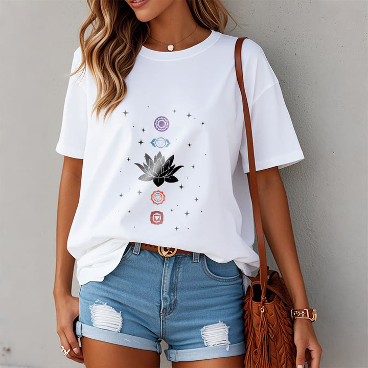 T-shirt décontracté à motif de Buddha Stones et de fleurs de lotus - image 8