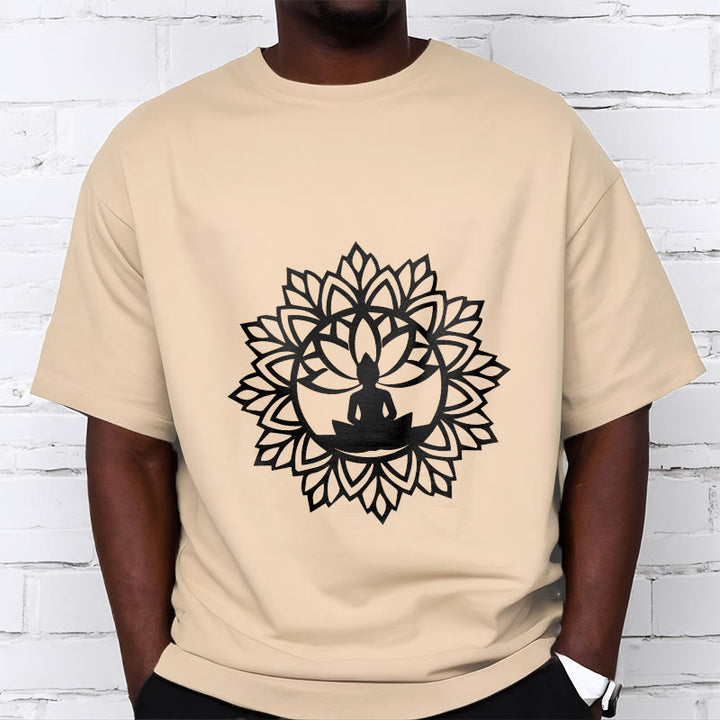 T-shirt décontracté à motif Bouddha assis et Buddha Stones - image 12