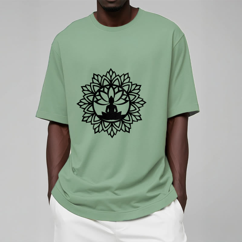 T-shirt décontracté à motif Bouddha assis et Buddha Stones - image 2