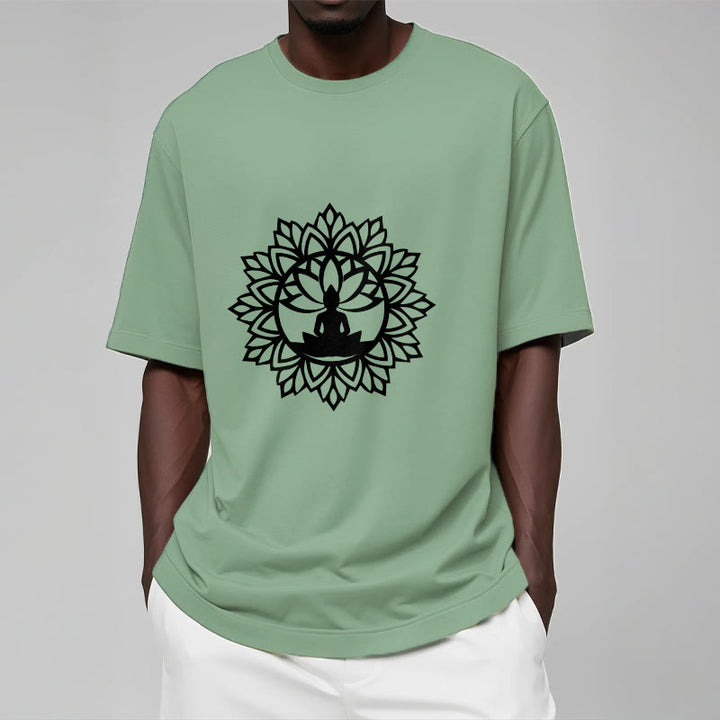 T-shirt décontracté à motif Bouddha assis et Buddha Stones - image 2
