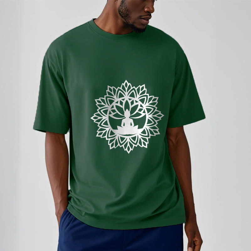 T-shirt décontracté à motif Bouddha assis et Buddha Stones - image 14
