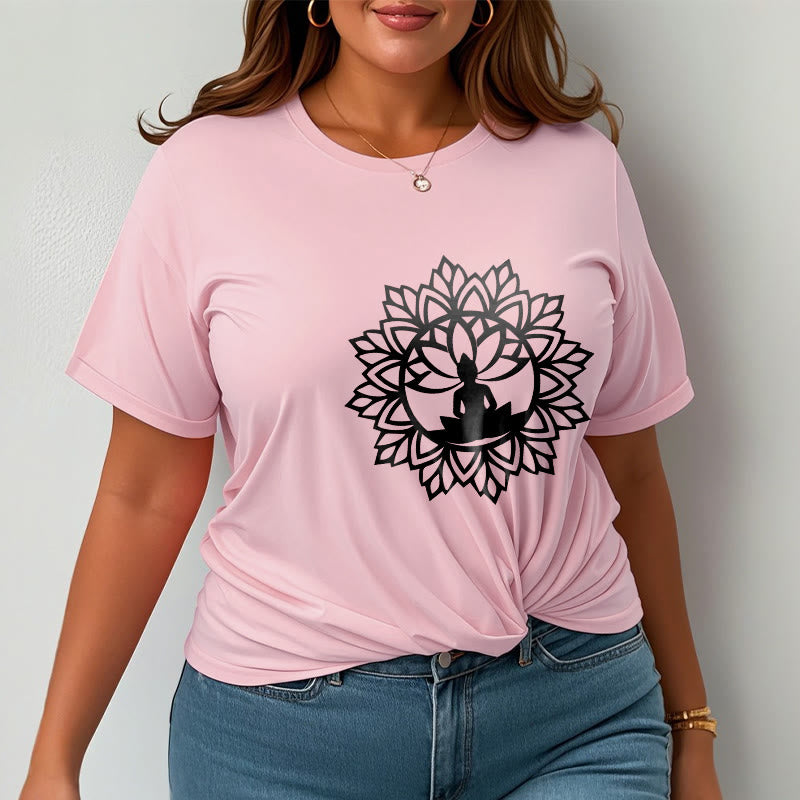 T-shirt décontracté à motif Bouddha assis et Buddha Stones - image 16