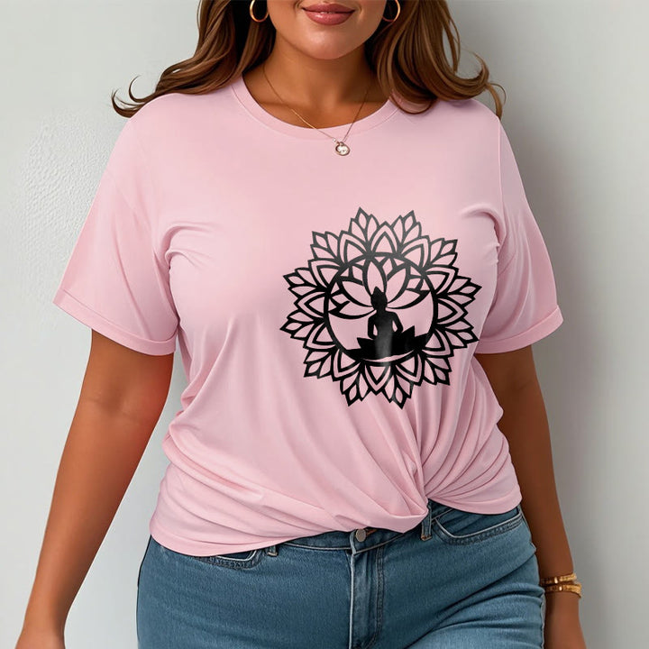T-shirt décontracté à motif Bouddha assis et Buddha Stones - image 16