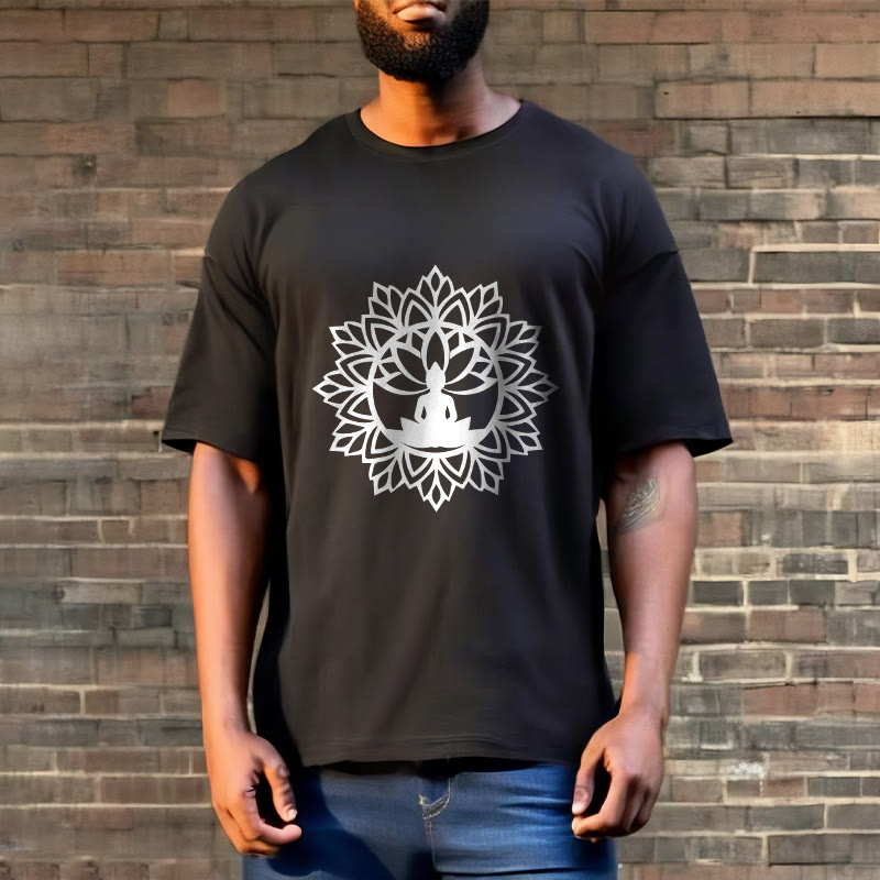 T-shirt décontracté à motif Bouddha assis et Buddha Stones - image 6