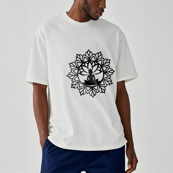 T-shirt décontracté à motif Bouddha assis et Buddha Stones - image 9
