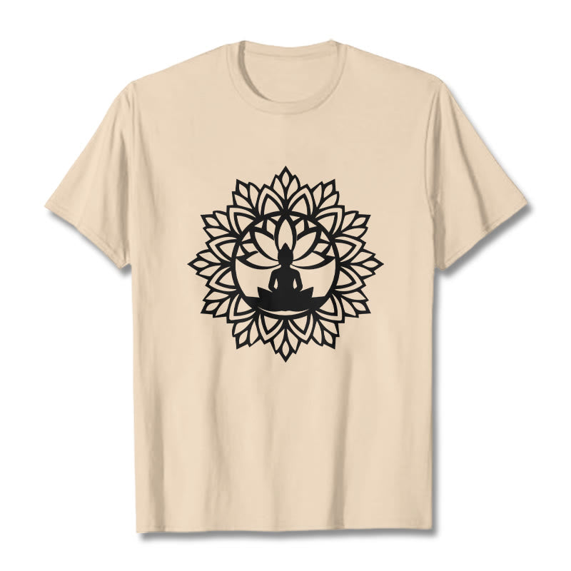 T-shirt décontracté à motif Bouddha assis et Buddha Stones - Bisque - 2XL - image 11