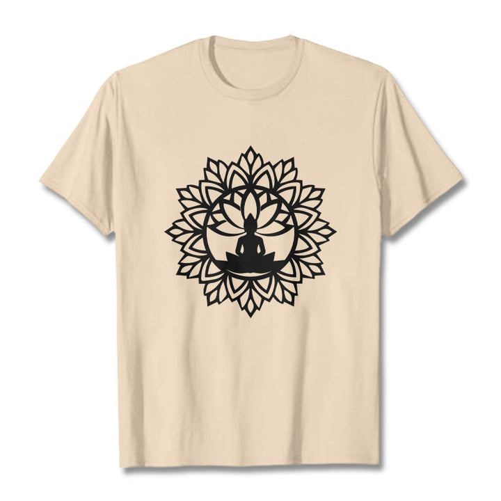 T-shirt décontracté à motif Bouddha assis et Buddha Stones - Bisque - 2XL - image 11