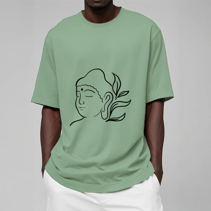 T-shirt décontracté à motif de visage de Bouddha avec Buddha Stones - image 16