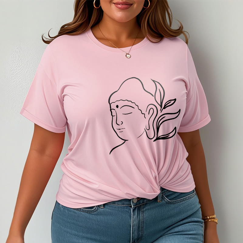 T-shirt décontracté à motif de visage de Bouddha avec Buddha Stones - image 14