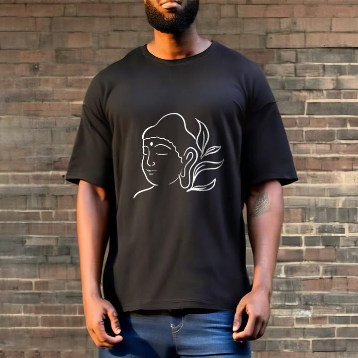 T-shirt décontracté à motif de visage de Bouddha avec Buddha Stones - image 3