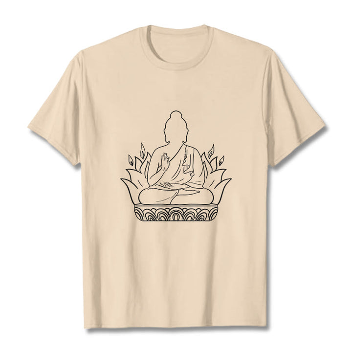 T-shirt décontracté à motif Buddha Stones de méditation - Bisque - 2XL - image 1