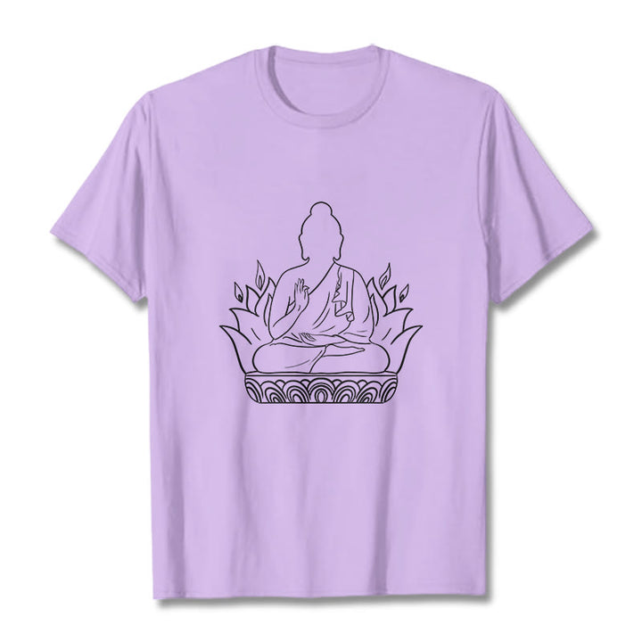 T-shirt décontracté à motif Buddha Stones de méditation - Prune - 2XL - image 17