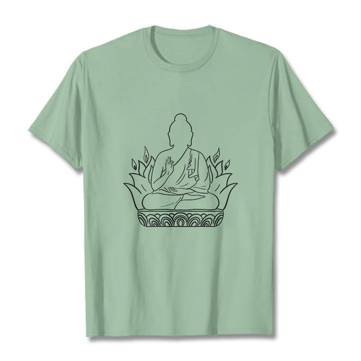 T-shirt décontracté à motif Buddha Stones de méditation - Vert pâle - 2XL - image 15