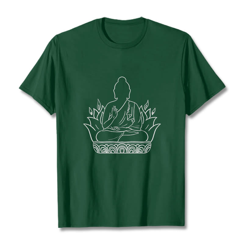 T-shirt décontracté à motif Buddha Stones de méditation - Forêt Verte - 2XL - image 11