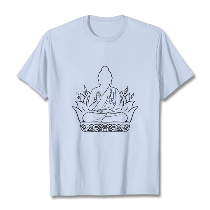 T-shirt décontracté à motif Buddha Stones de méditation - Cyan clair - 2XL - image 19