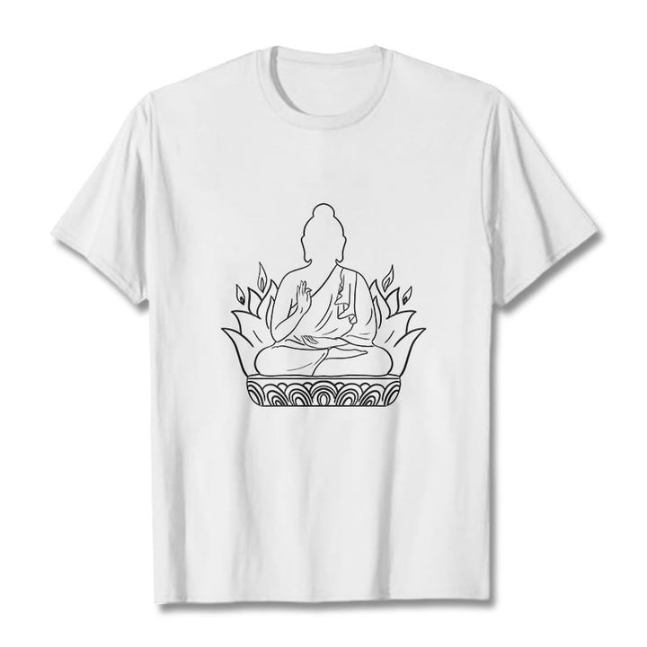 T-shirt décontracté à motif Buddha Stones de méditation - Blanc - 2XL - image 8