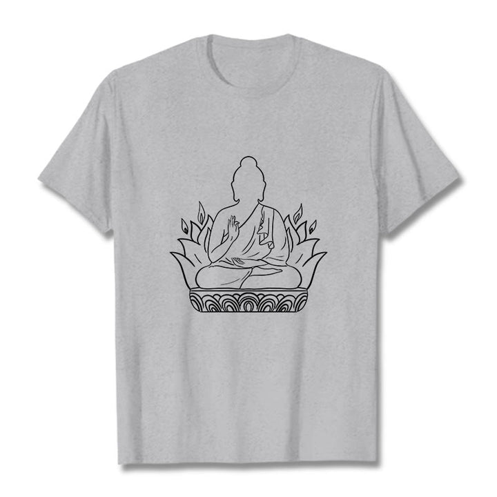 T-shirt décontracté à motif Buddha Stones de méditation - Gris clair - 2XL - image 20