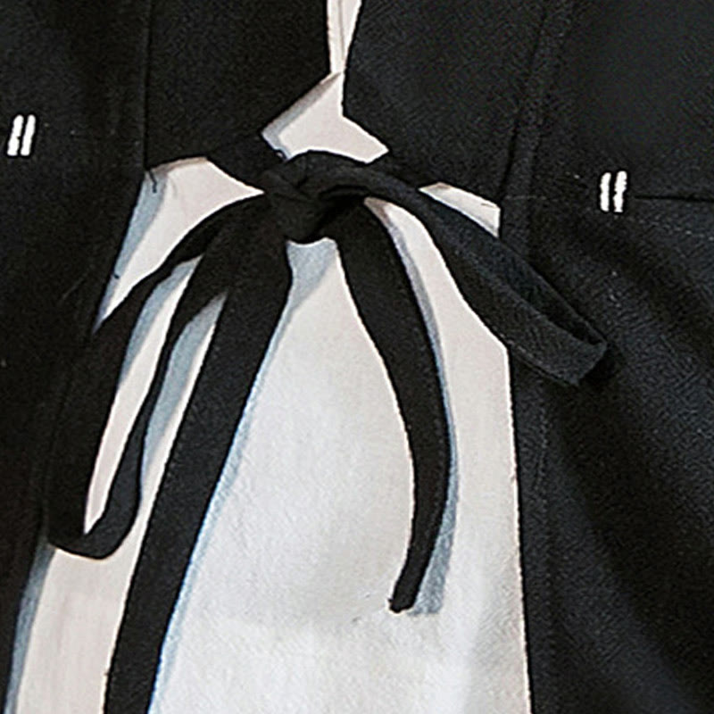Veste kimono ouverte sur le devant en coton et lin avec poches et motif Buddha Stones