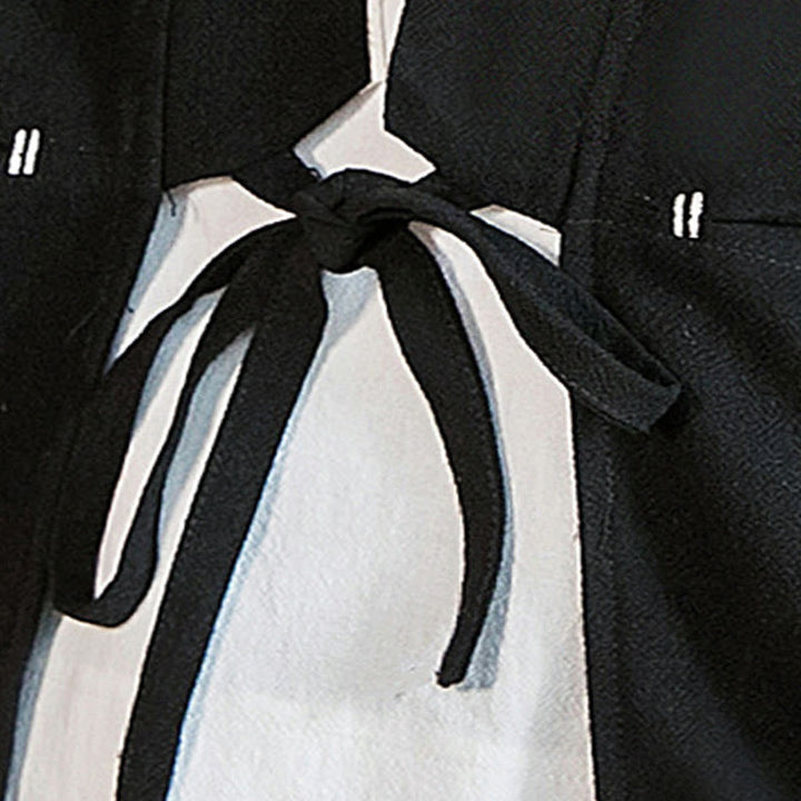 Veste kimono ouverte sur le devant en coton et lin avec poches et motif Buddha Stones