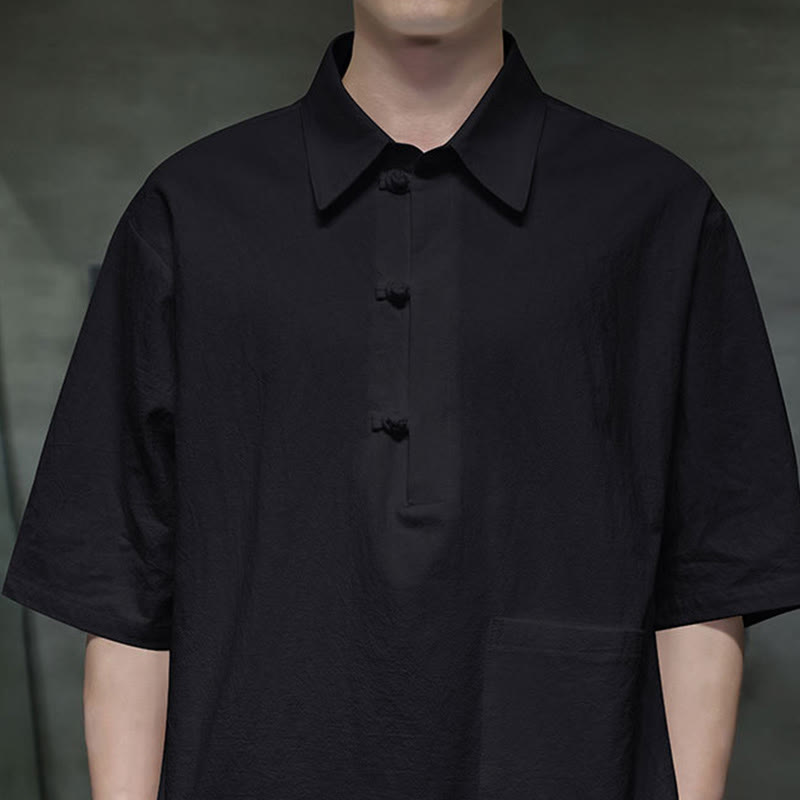 Chemise homme en coton et lin à manches mi-longues et poche, motif Buddha Stones Commute - image 16
