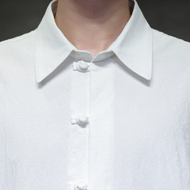 Chemise homme en coton et lin à manches mi-longues et poche, motif Buddha Stones Commute - image 7