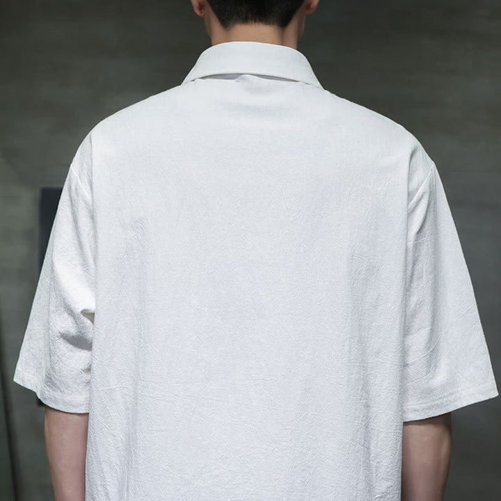 Chemise homme en coton et lin à manches mi-longues et poche, motif Buddha Stones Commute - image 5