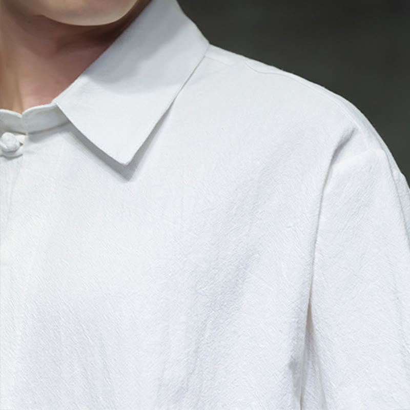 Chemise homme en coton et lin à manches mi-longues et poche, motif Buddha Stones Commute - image 8