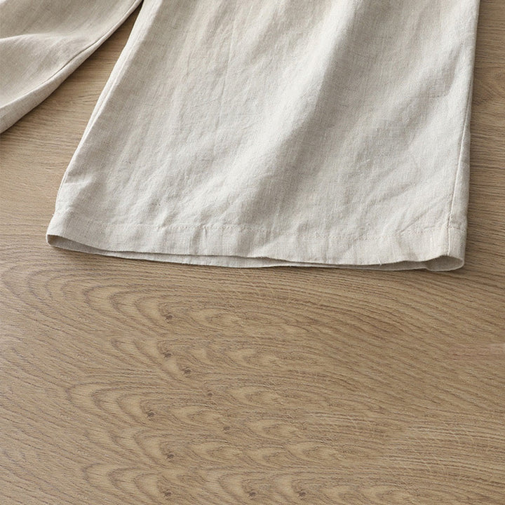 Pantalon large Buddha Stones rétro uni en coton pour femme avec poches et fermeture éclair - image 3