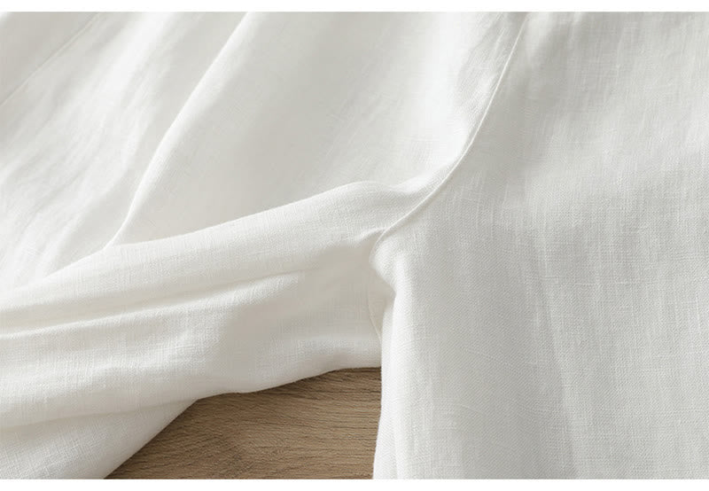 Pantalon large Buddha Stones rétro uni en coton pour femme avec poches et fermeture éclair - image 12