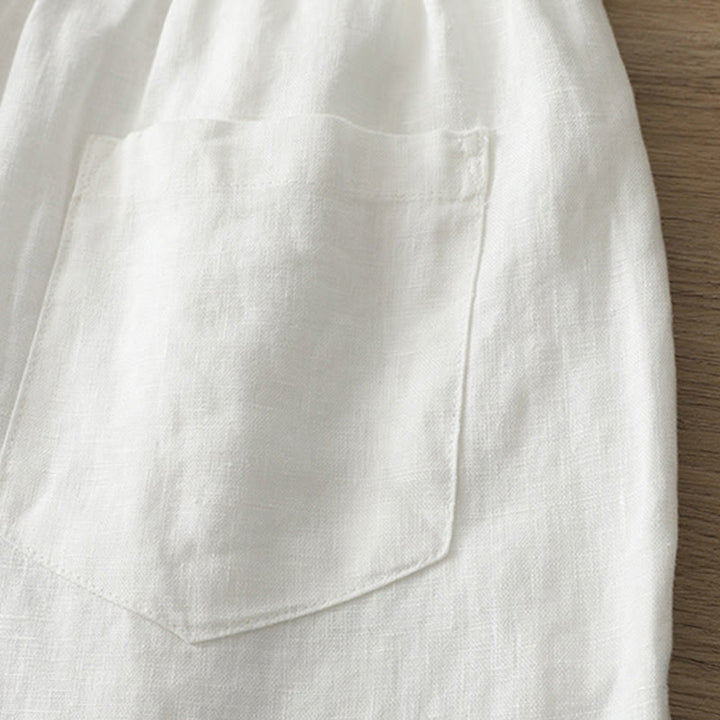 Pantalon large Buddha Stones rétro uni en coton pour femme avec poches et fermeture éclair - image 10