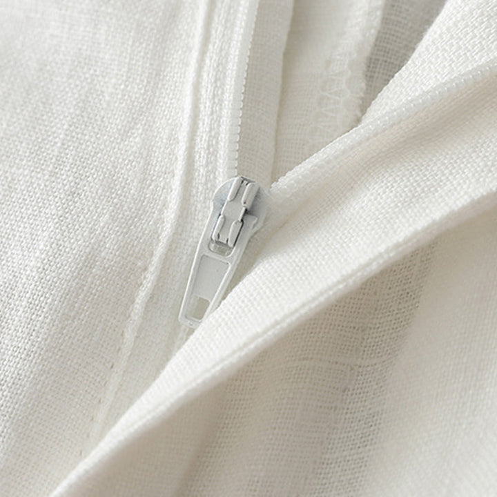 Pantalon large Buddha Stones rétro uni en coton pour femme avec poches et fermeture éclair - image 11