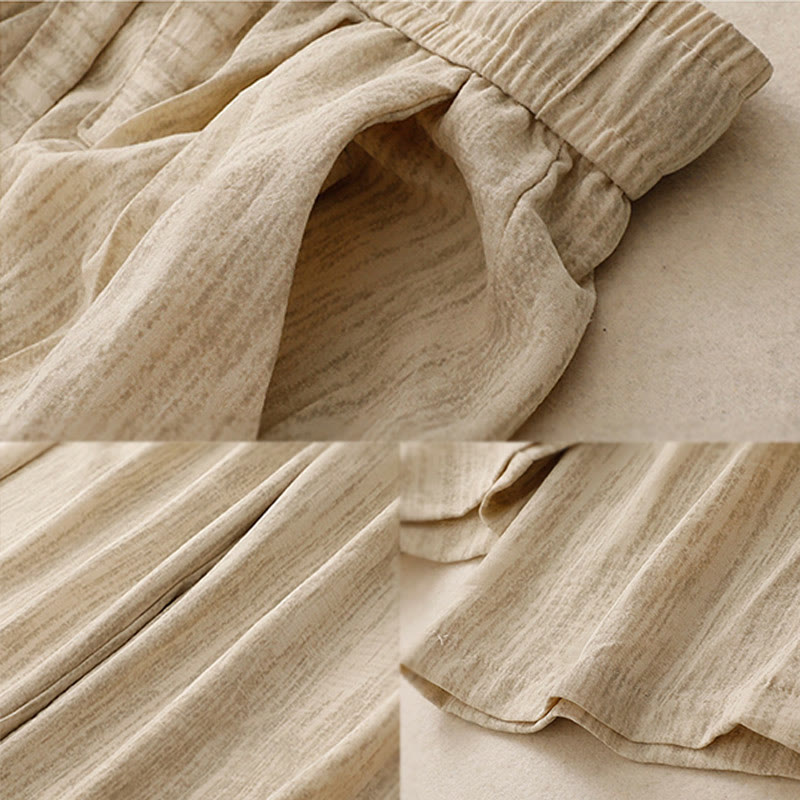 Pantalon large en coton avec poches et lacets pour femme, style décontracté, Buddha Stones - image 6