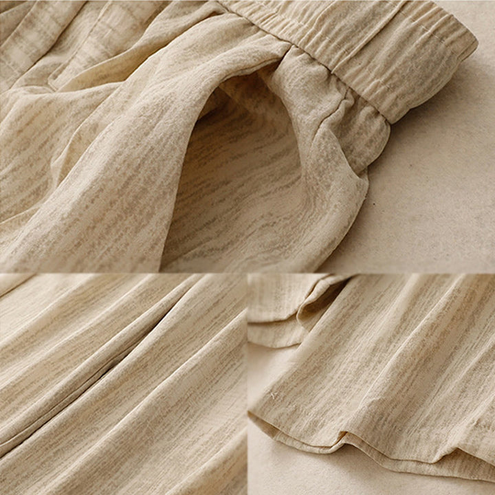 Pantalon large en coton avec poches et lacets pour femme, style décontracté, Buddha Stones - image 6