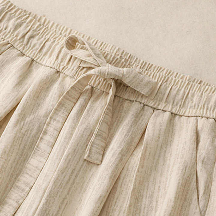 Pantalon large en coton avec poches et lacets pour femme, style décontracté, Buddha Stones - image 2