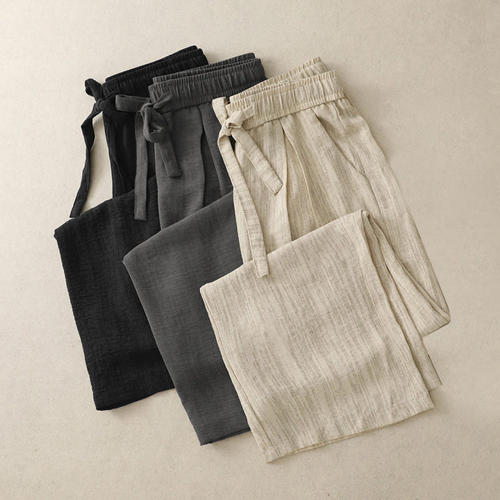 Pantalon large en coton avec poches et lacets pour femme, style décontracté, Buddha Stones