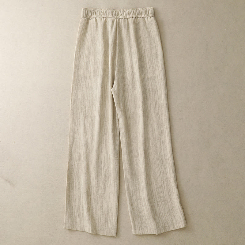 Pantalon large en coton avec poches et lacets pour femme, style décontracté, Buddha Stones